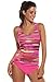 Ekouaer Women's Summer Colorblock Tankini Top and Bottom Set Bathing Suit