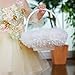Buart Wedding Flower Girl Basket with Ostrich Fluff and Lace Flowers,9 inch by 9.5 inch