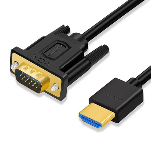 SHULIANCABLE HDMI to VGA Cable, Gold Plated Adapter Cable (Male to Male) Compatible with Laptop, PC, Monitor, Projector, HDTV (1M)