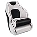Leader Accessories Two Tone Captains Bucket Seat Boat Seat Premium Sports Flip Up Boat Seat(Light Grey/Black,Dark Red Piping)