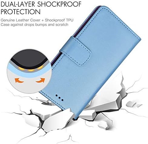 ameego Genuine Leather Wallet Case for Samsung Galaxy S4 MINI (2013, 4.3″) - Magnetic Closure, Card Slots, Stand - Blue - Image 4