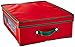 Household Essentials 538RED Holiday China Dinnerware Storage Chest for Coffee Mugs | Removable Lid | Red Canvas with Green Trim