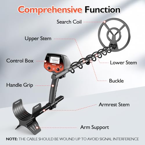 OMMO Professional Metal Detector for Adults and Children, Pinpointer USB Rechargeable Metal Detector, 3 Modes, High Precision, IP68 Waterproof Coil, Metal Detector with Headphones, Orange