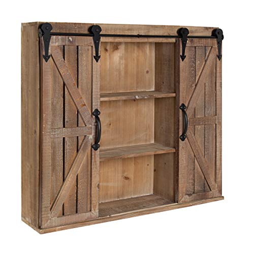 Kate and Laurel Cates Decorative Wood Wall Storage with Two