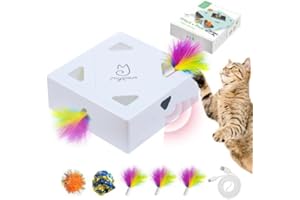 Migipaws Cat Toys, Interactive Automatic 7 Holes Mice Whack-A-Mole, Ultra Fun Smart Teaser Toy for Indoor Cats, USB Rechargeable, 4 Pieces Feather Refills…