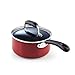 Cook N Home Pots and Pans Nonstick Cookware Set 12-Piece, Kitchen Cooking Set with Frying Pans and Saucepans, Induction Compatible, Marble Red