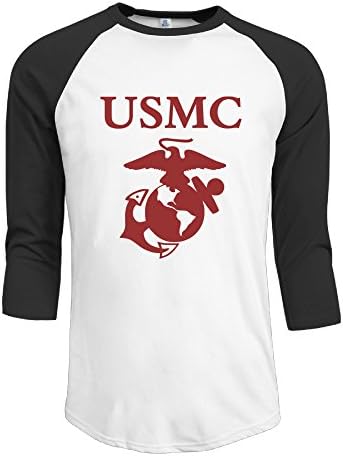 MRNG Men's US Marine Corps USMC Logo 3/4 Sleeves Baseball T-shirt Black XXL