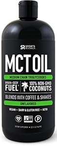 Premium MCT Oil derived only from Non-GMO Coconuts - 32oz BPA free bottle | Great in Keto Coffee,Tea, Smoothies & Salad Dressings | Non-GMO Project Veified & Vegan Certified (Packaging may vary)