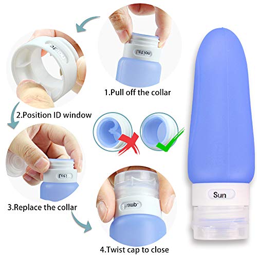 Travel Bottles , Wedama Leakproof Silicone Travel Containers with 6 Pcs TSA Approved Squeezable 3/2oz Travel Bottles & Accessories for Cosmetic Shampoo Conditioner Lotion Soap Liquids Toiletries