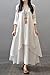 AsherFashion Women's Long Sleeve Chinese Style Cotton Linen Long Dress (US XL/Tag 4XL, White)