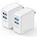 Maxboost 2-Pack USB Wall Charger 24W 4.8A Dual USB Port Adapter w/ mSmart Technology, Portable Foldable Plug for iPhone 7 6 6s Plus, SE, iPad Pro / Mini, Galaxy S8/S7,Note 8, HTC, LG, Nintendo Switch