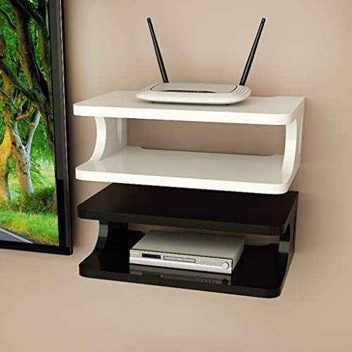 Floating Shelf Wall Mount Shelf Bracket for WiFi Router TV Box Set Top Box Modems Cable Boxes DVD Players Streaming Media Devices (Color : Black) - Thumbnail 2