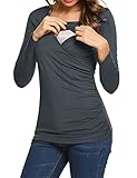 Ekouaer Women's Modal Long Sleeve Maternity Nursing Top(Dark Grey M)