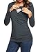 Ekouaer Women's Modal Long Sleeve Maternity Nursing Top(Dark Grey M)