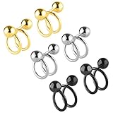 Charisma 16G Stainless Steel Twist Ear Plug Earring Spiral Helix Stud Lip Ring Body Piercing Jewelry 3 Pairs Set