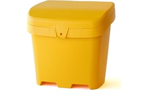 FCMP Outdoor 31 Gallon Salt & Sand Storage Box, Deck Container for Patio, Yellow