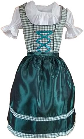 Dirndl World Womens Di00, 3 Piece Mini Dirndl Dress in Different Colors, Blouse, Apron, Sizes 4-22