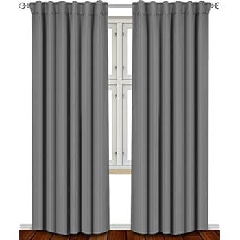 Utopia Bedding Blackout Room Darkening Curtains Window Panel Drapes Grey - 2 Panel Set 52x84 Inch