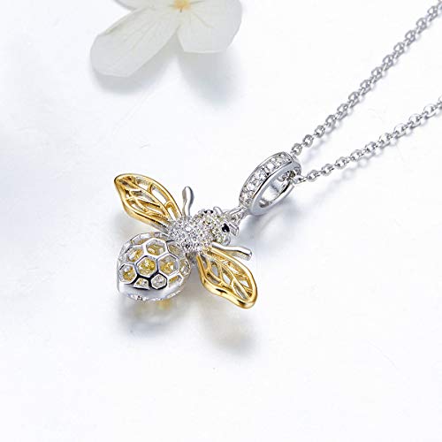 BAMOER Bee Charm Sterling Silver Charm Honey Bee Bracelet Necklace Lovely Lucky Charms Pendant Bee DIY Jewelry for Women