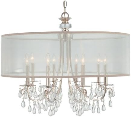 Chandeliers 8 Light with Polished Chrome Clear Smooth Teardrop Almond Oysters 32 inch 480 Watts - World of Lighting