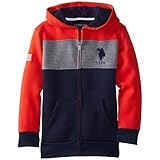 U.S. Polo Assn. Big Boys' Fleece Color Block Jacket with Hood, Egg Yoke, 10/12