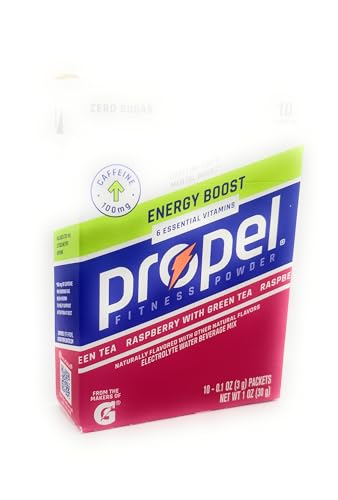 PROPEL ENERGY BOOST ELECTROLYTE DRINK PACKETS – RASPBERRY GREEN TEA – 1 BOX – 10 PACKETS