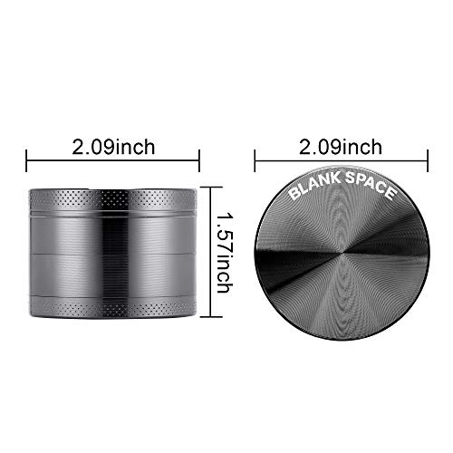 BLANKSPACE Grinder 4 Piece Herb Spice Grinder with Pollen Catcher 2 Inch, Gunmetal