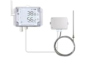 Ubibot GS1-AETH1RS + PT100 Ethernet Thermometer Hygrometer, WiFi Temperature Humidity Sensor, Digital Temperature Data Logger, Free App Email Alert(2.4GHz WiFi & RJ45 Ethernet, no hub Required)