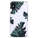 iPhone X Case/iPhone Xs Case,GOLINK Floral Series Slim-Fit Ultra-Thin Anti-Scratch Shock Proof Dust Proof Anti-Finger Print TPU Gel Case for iPhone X/iPhone Xs - Green Leaf