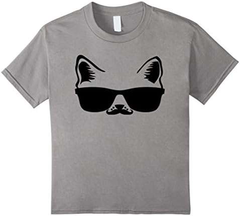 Kids Hipster Cat With Moustache And Sunglasses Shirt 10 Slate