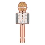 Calie Bluetooth Wireless Karaoke Microphone,Portable Bluetooth Speaker Player,Selfie Function for Apple iPhone Android Smartphone-Rose Gold