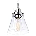 Globe Electric 65381 Mercer 1-Light Pendant, Polished Chrome Finish, Clear Glass Shade with Black Fabric Cord, Bulb Not Included