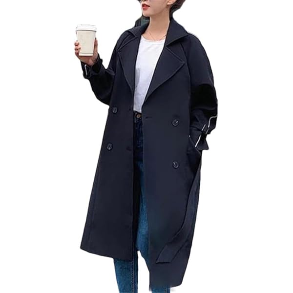Amazon.com: Xingfenly Spring Long Leather Jackets Trench