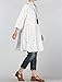 Mordenmiss Women's Notched Embroidery Half Dress Button Down Flared Blouse Tunic L White