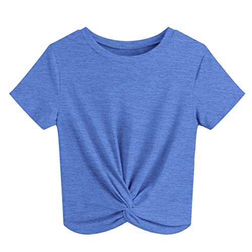 JINKESI Women's Twist Front Crop Tops Short Sleeve T-Shirt Vg Blue,3XL at Amazon