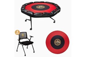 TRITON POKER TABLES Triton Premium Poker Table for 8 Players with 8 Chairs and Additional Mat - Foldable and Long-Lasting Poker Table and Chairs, Luxurious Vegas Style Casino Experience at Home