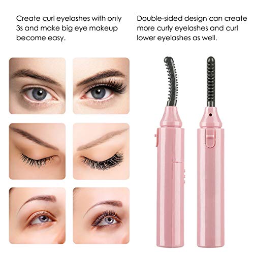 Eyelash Curlers Portable Heated Electric Best Eyelash Curlers with Comb Led Light Long Lasting Eyelash Curler (Battery not included) (pink)