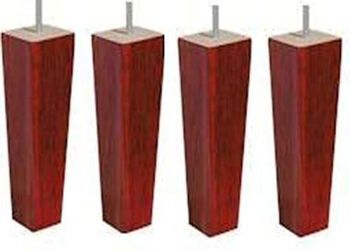 Footstools2u Four Tall Tapered Wooden Furniture Legs (200mm) in Mahogany with Fixings