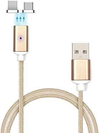 Robest 2-in-1 Magnetic USB-C &amp; Micro USB Cable with LED Indicator for Type C and Android Devices (Gold)