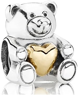 "Teddy Bear" Bead Quality Charm Sterling Tone Fits Pandora & Similar Bracelets