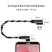 USB C Cable, 2-Pack 1FT 3.1A USB Fast Charge Cable Right Angle, Nylon Braided USBC Charge Cable for iPad Pro Air Mini Galaxy S20 S21 S22 Note 20 Google Pixel PS5 Switch Car