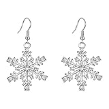 EVER FAITH Austrian Crystal Winter Party Snowflake Pierced Hook Dangle Earrings Clear