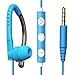 MAXROCK (TM) 3.5mm Jack Stereo Sport Overear Headphones with Microphone and Volume Remote Control for Cellphones, Tablets.(Blue)
