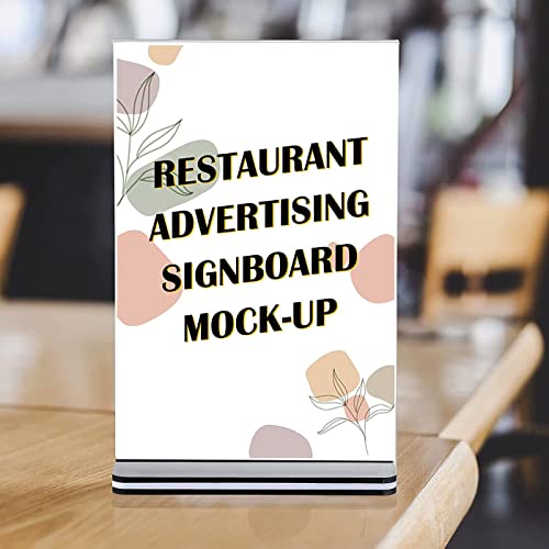 Acrylic Sign Holder, 4x6 Inches Clear Plastic T-Shaped Desktop Display Paper Holder, Double-Side Menu ad Frame, Perfect for Restaurants,Office,Photo Frames,Store,Meetings(8 Pack)