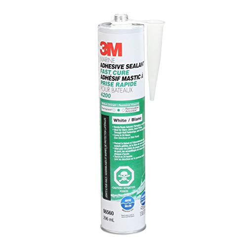 3M Marine Adhesive Sealant Fast Cure 4200 (06560) - Semi-Permanent Flexible Adhesive Sealant for Boats and RVs - White - 1/10 Gallon