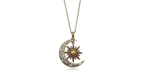 Vintage Sun Moon Pendant Necklace 