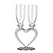 Kovot Heart-Shaped Champagne Toasting Flutes With Silver Accents | Set of 2 Champagne Glasses (7oz)