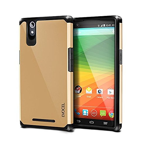 ZTE ZMAX Case, Evocel® Dual Layer Armor Protector Case Case For ZTE ZMAX Z970 (T-Mobile / MetroPCS) - Retail Packaging, Gold Medal