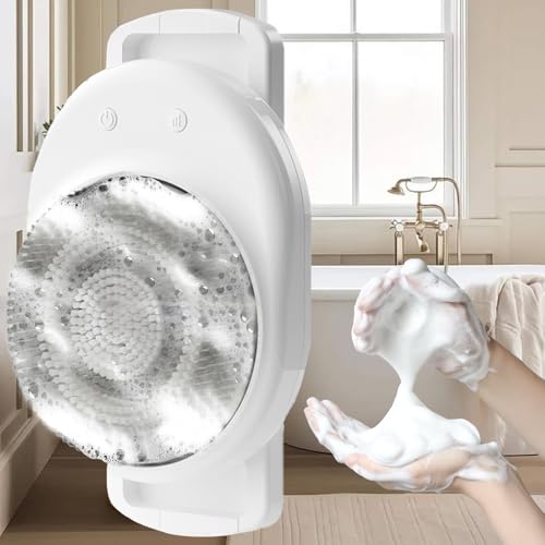 Wall Mounted Electric Back Scrubber for Daily Bath Shower, Waterproof Design with 360° Rotation 3-Speed, Easy to Install & Adjustable Large Brush Head with Soft Bristles for Exfoliating,Deep Cleansing