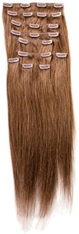 Sono Hair Extensions 160 G 20 Clip-in Straight 100% Human Hair Extensions, Dark Chestnut Brown by Sono Hair Extensions